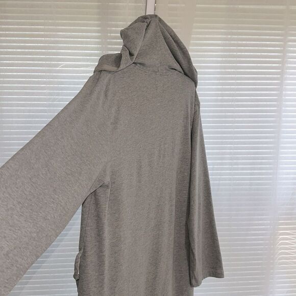 GAP M-L Gray Knit Hooded Cotton Bath Lounge Robe Belted with Pockets - Picture 8 of 15